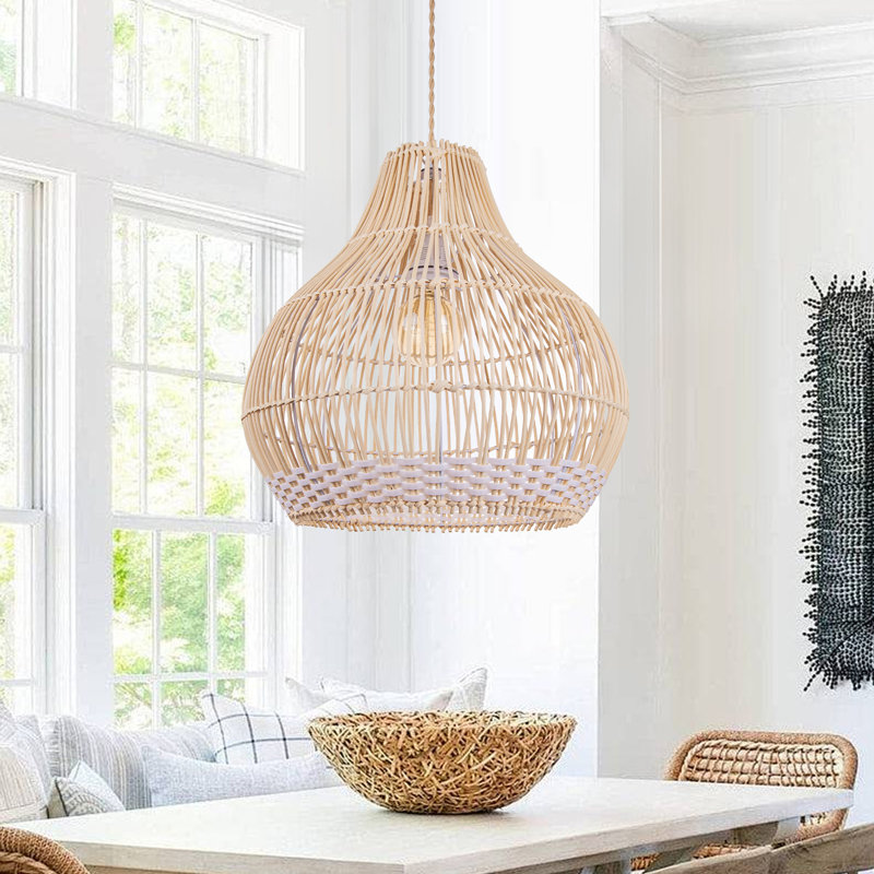 Desota 1 - Light Natural Dome Pendant, 15.75" H x 15.75" W x 15.75" D
