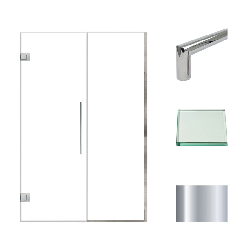 Transolid Elizabeth 49.5-in W x 76-in H Hinged Shower Door in Matte Black with Clear Glass, Polished Chrome