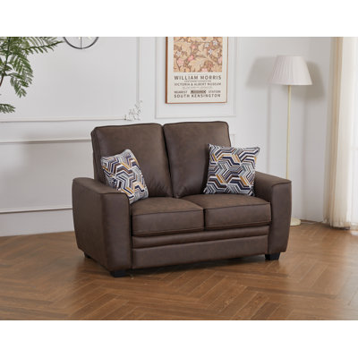 58.3-Inch Mid Century Modern Faux Leather Loveseat Sofa, Deep Seat Couch For Living Room Home Office