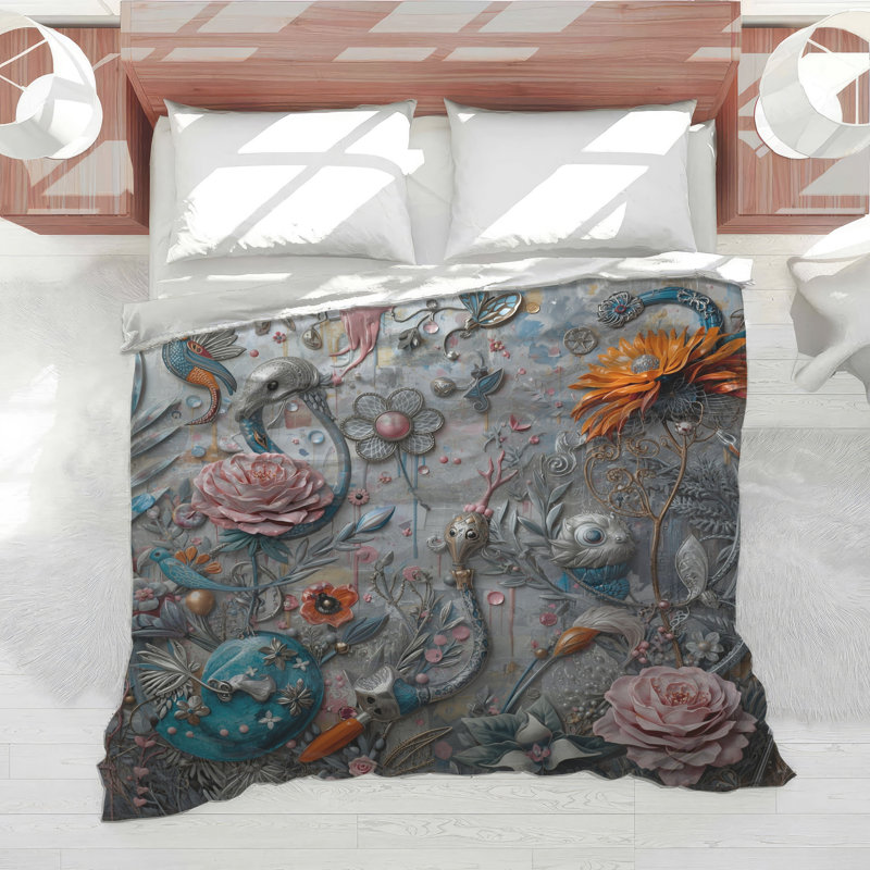 Floral Birds Fantasy Comforter, Twin Extra Long