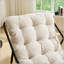 Chaise berçante d'extérieur confortable avec coussin épais ultra-doux, parfaite pour le salon, la chambre à coucher et le coin lecture, structure noire avec coussin blanc