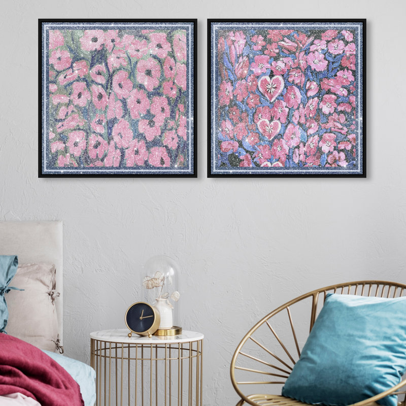 Forever Blooming Set Set by Oliver Gal, 82"H x 82"W, Black Floater Frame