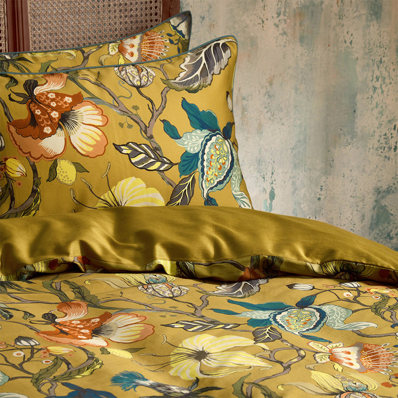 Cotton Floral Duvet Cover Set with Pillowcases, Double - 2 Standard Pillowcases, Cream/Pink