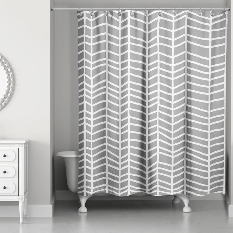 Rideau de douche simple à chevrons Kral, Gris