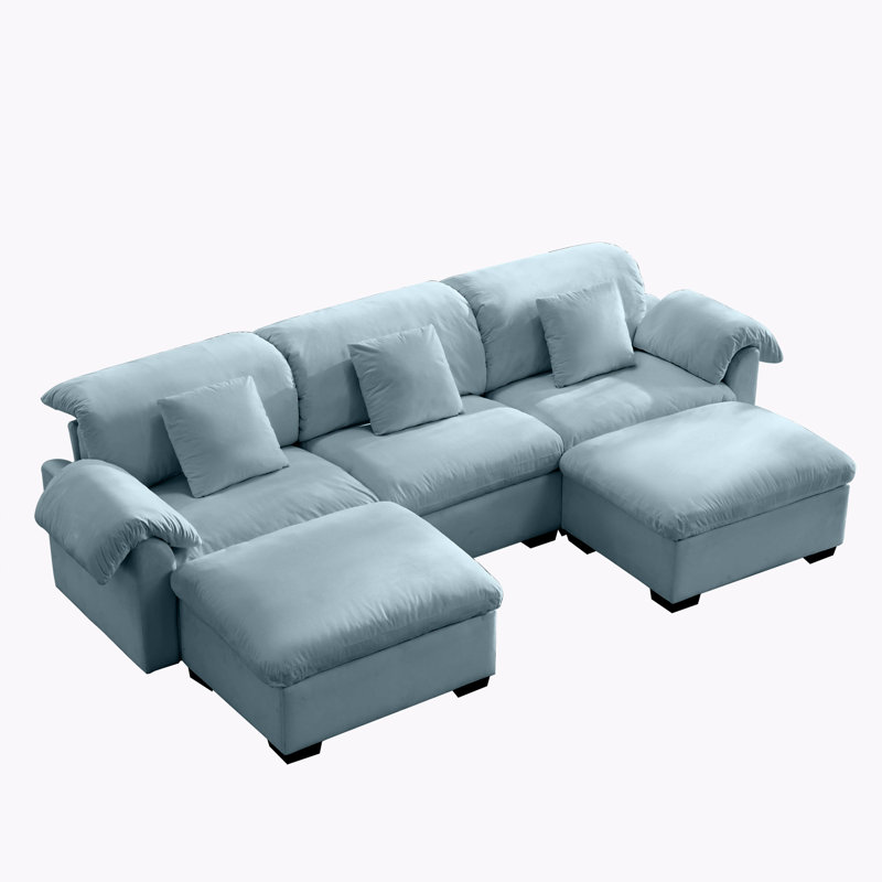 Canapé à assise profonde avec rangement sous chaque siège et repose-pieds DUCALE, H 33,9 po x l 119 po x P 37,6 po, 3
