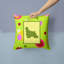 Coussin décoratif intérieur/extérieur vert à robinets épagneul