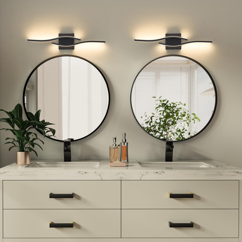 Luminaire de salle de bain moderne à DEL à intensité variable avec 5 températures de couleur réglables, Noir mat