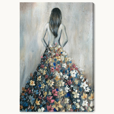 «Girl with Flower pensts», reproduction d'impression sur toile