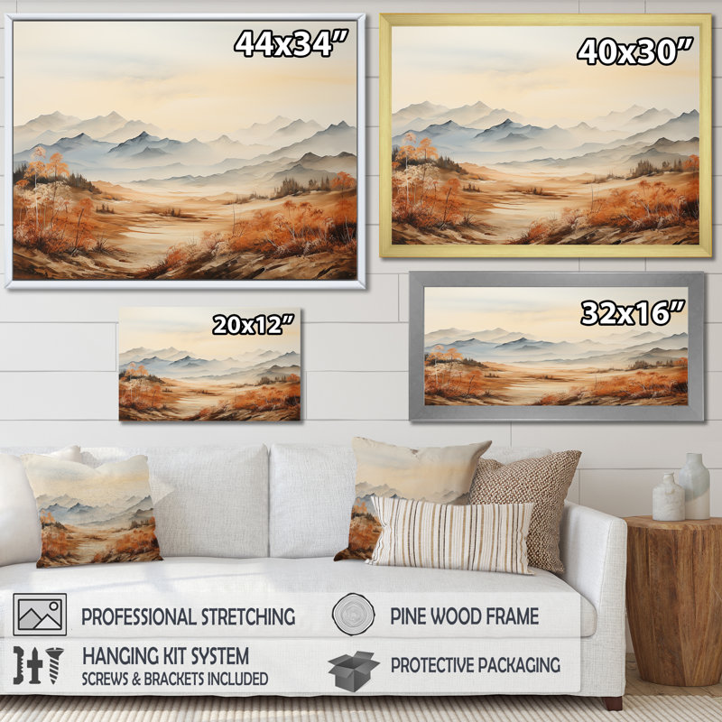 «Mountain Morning Whisperes II», reproduction sur toile, Cadre naturel flottant, H 30 po x l 40 po x P 1,5 po