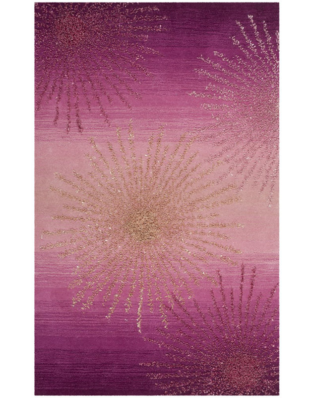 Amier Hand Tufted Wool And Viscose Geometric Rug, Rectangle 5' x 8'