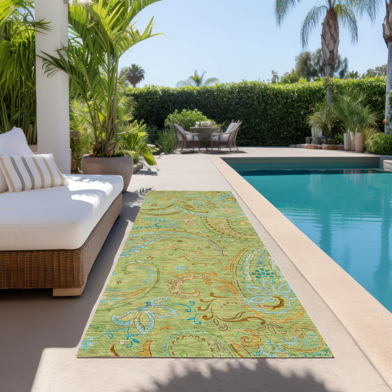 Kinslee Washable Paisley Indoor / Outdoor Rug, Runner 2'3" x 7'6"