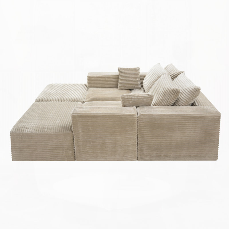 Canapé modulaire 133,2 po avec 2 coussins décoratifs en velours côtelé 133,2 po