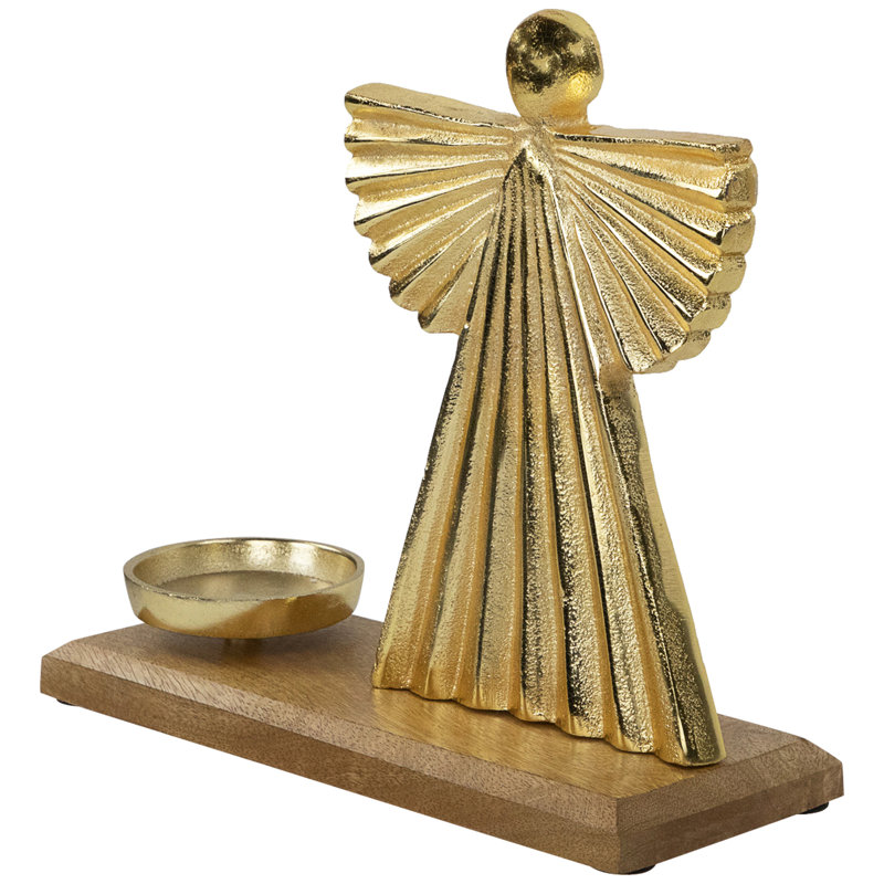Heavenly Angel Metal Christmas Votive Candle Holder - 10", Gold