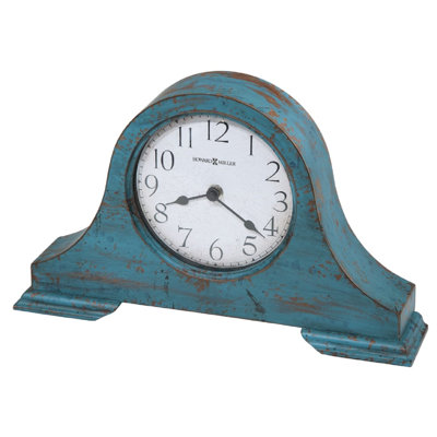 Farmhouse / Country Analogue Quartz Movement / Crystal Tabletop Clock in Worn Teal Blue