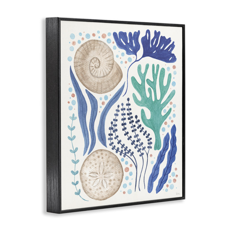  Giclée de vie marine éparpillée par Véronique Charron, H 14 po x l 11 po, Giclée encadrée noir minuit