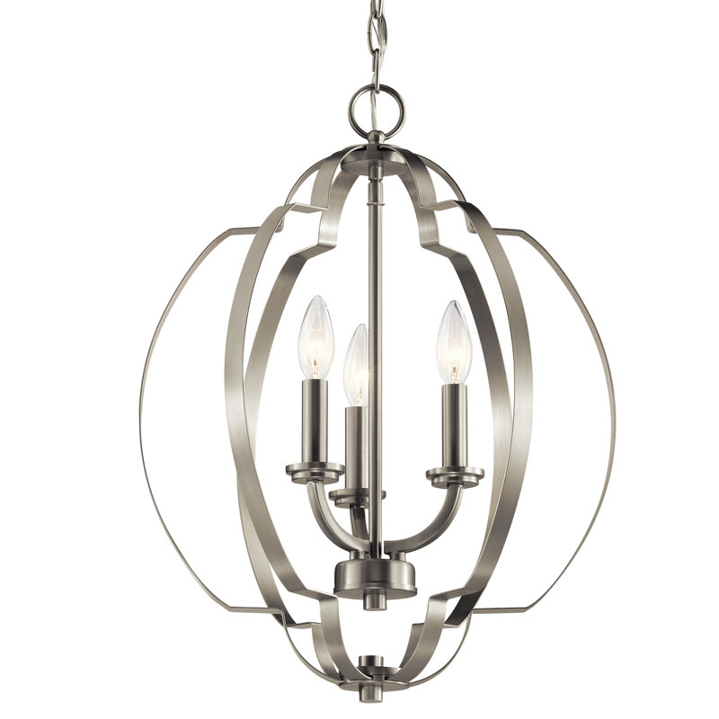 3 - Light Dimmable Globe Chandelier, Brushed Nickel