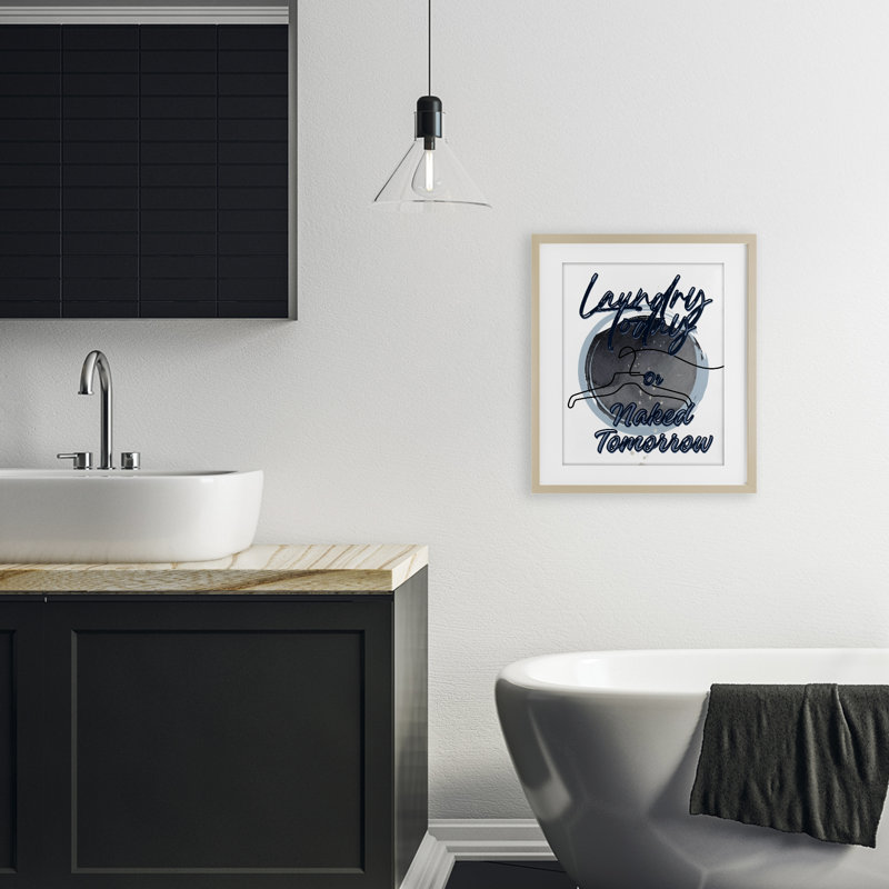 «Laundry Laundry with Hanger Contour», impression encadrée sous verre, design par Jesse Keith, Cadre de récolte en pin