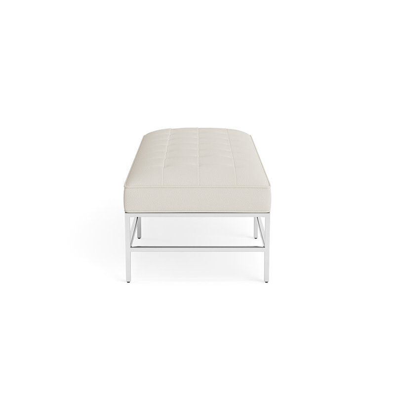 Banc ottoman en cuir Major, Polished Stainless Steel, Greenwich Performance Leather - Cream
