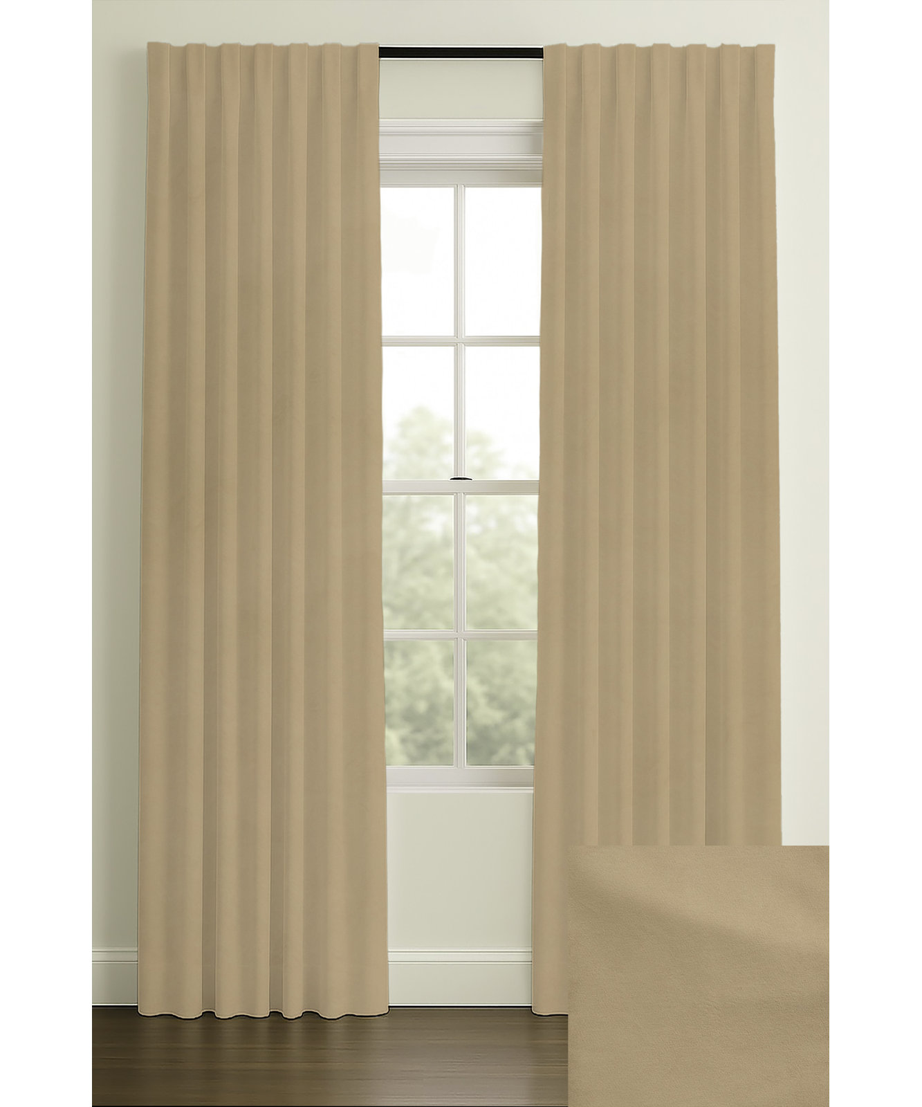 Westcliffe Velvet Curtain in Buckwheat, Inverted Pleat, 33" W x 96" L, Single