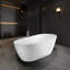 55 po Baignoire de trempage ovale en acrylique et baignoire autoportante Flatbottom avec drain chromé amovible en blanc