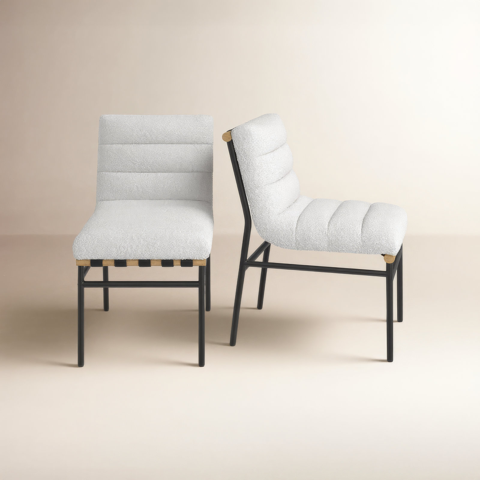 Vincentas Dining Chair, Cream Boucle Fabric