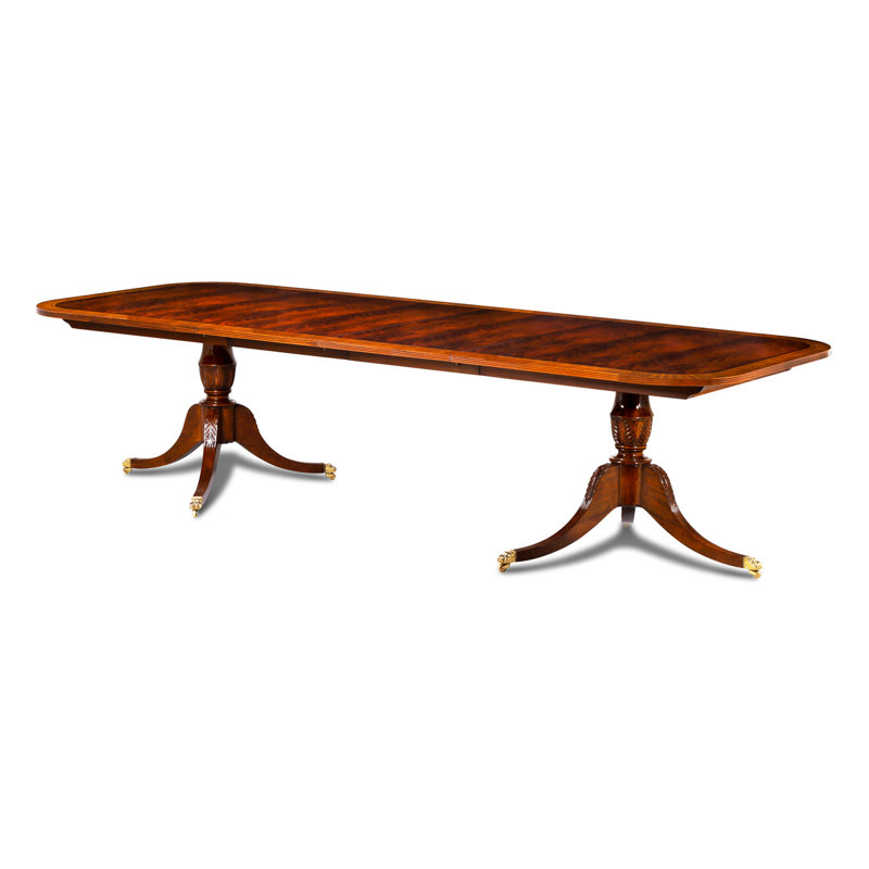 Reeded Extendable Oval Solid Wood Dining Table, Mahogany