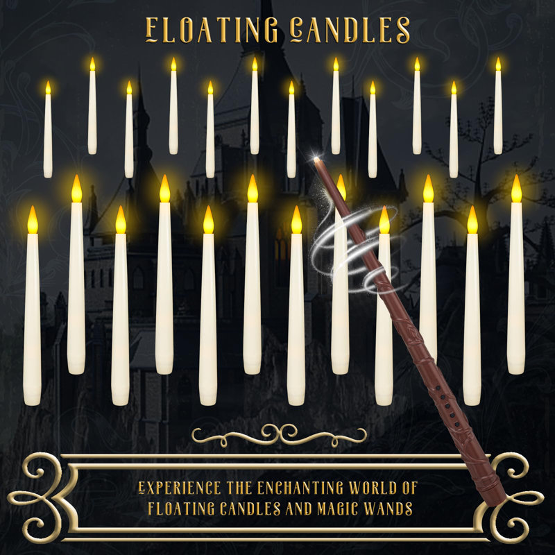 24-Piece Flickering Flameless Taper Floating Candles with Magic Wand Remote