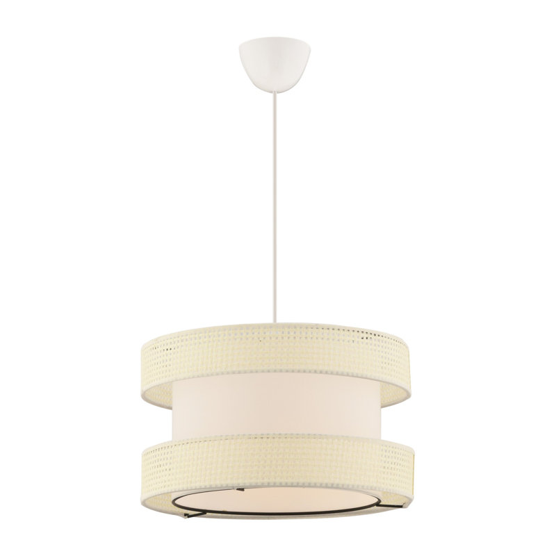 Lustre blanc élégant, structure en métal, 25,6 po x 25,6 po x 7,9 po | Certifié CE, douille E27 (60 W maximum) | Parfait pour le salon, la salle à manger ou la chambre à coucher | Design élégant avec capuchon en coton pour un décor moderne