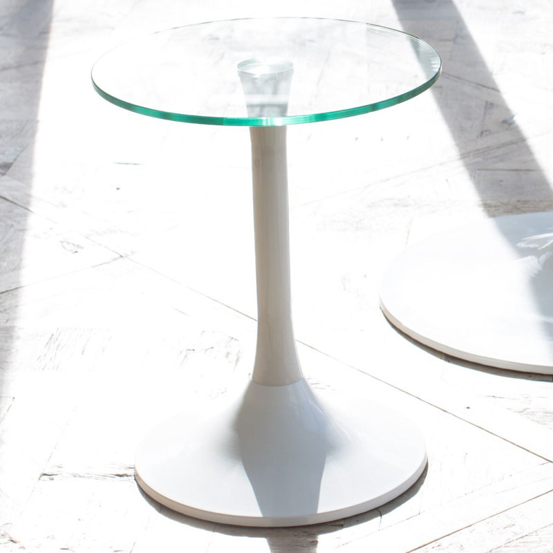 Clarke County Glass Top Pedestal End Table, White