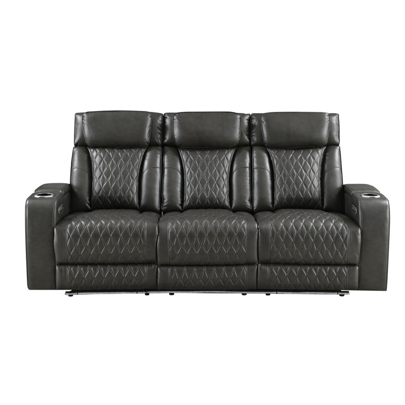 Canapé en cuir synthétique gris foncé Taddeo