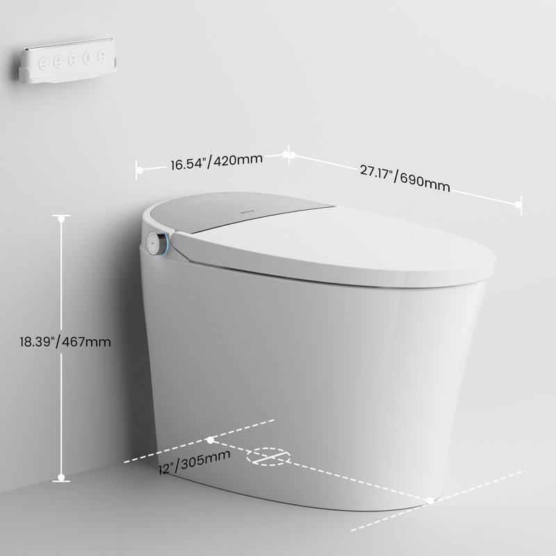 Toilette Smart Bidet, H 18,39 po x l 16,54 po x P 27,17 po