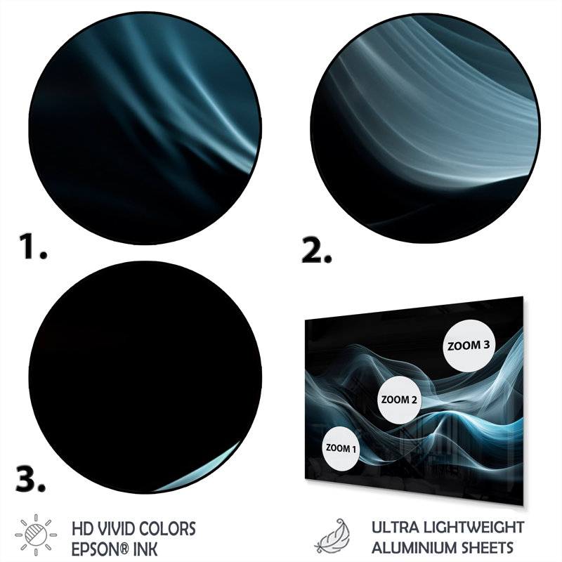 Abstraction contemplative bleue sur fond noir I, H 12 po x l 20 po x P 1 po