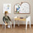 Kids Table Set with One Chair, Wooden Children Study Table, 2-8 Age Kids Funiture , White