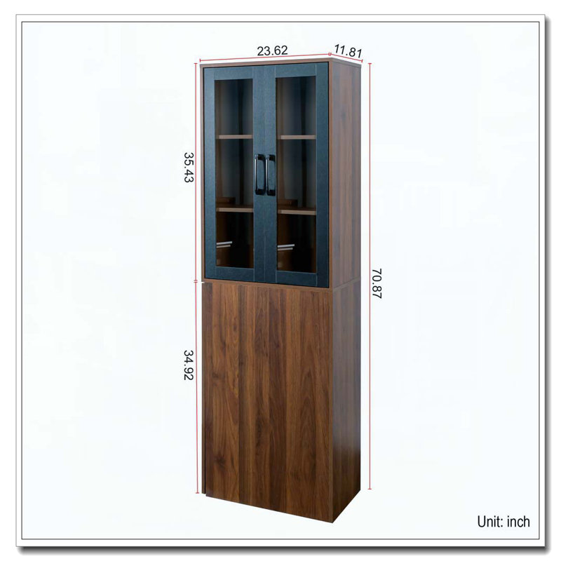 Vitrine avec tablettes coulissantes, Noyer