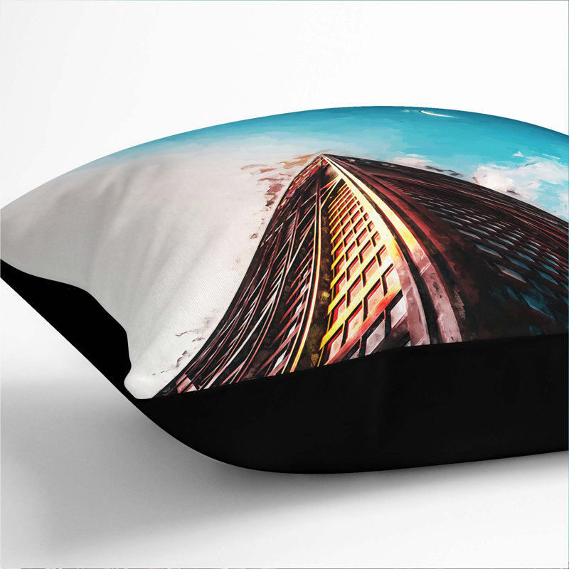 Moon Above the Architecture Cushion with Filling, Black, 55cm H x 55cm W x 20cm D