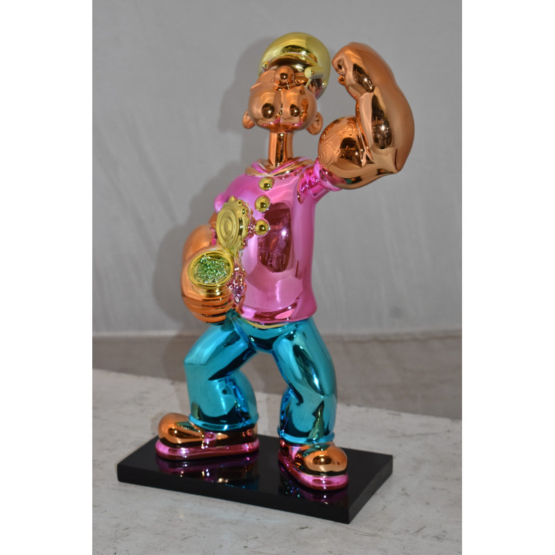 Popeye Statue Iconic Red Resin Statue  Size: 11" x 6" x 17"H, 17" H x 11" W x 6" D, Pink