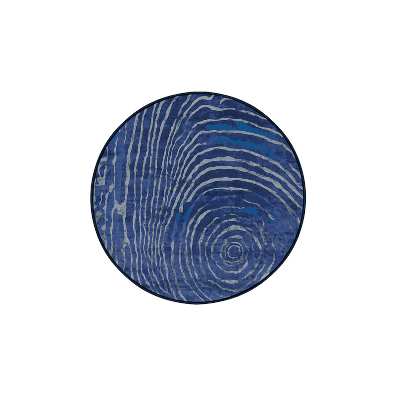 Machine Washable Blue Area Rug, Round 6'