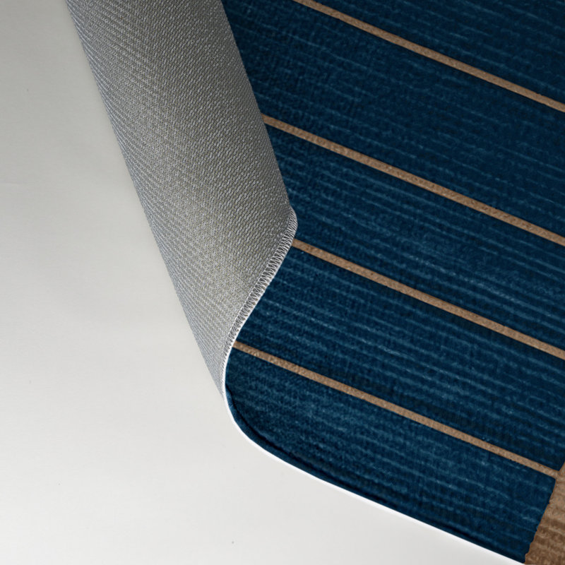 Tapis intérieur / extérieur bleu HorizontalStripes, Rectangulaire 3 pi x 5 pi