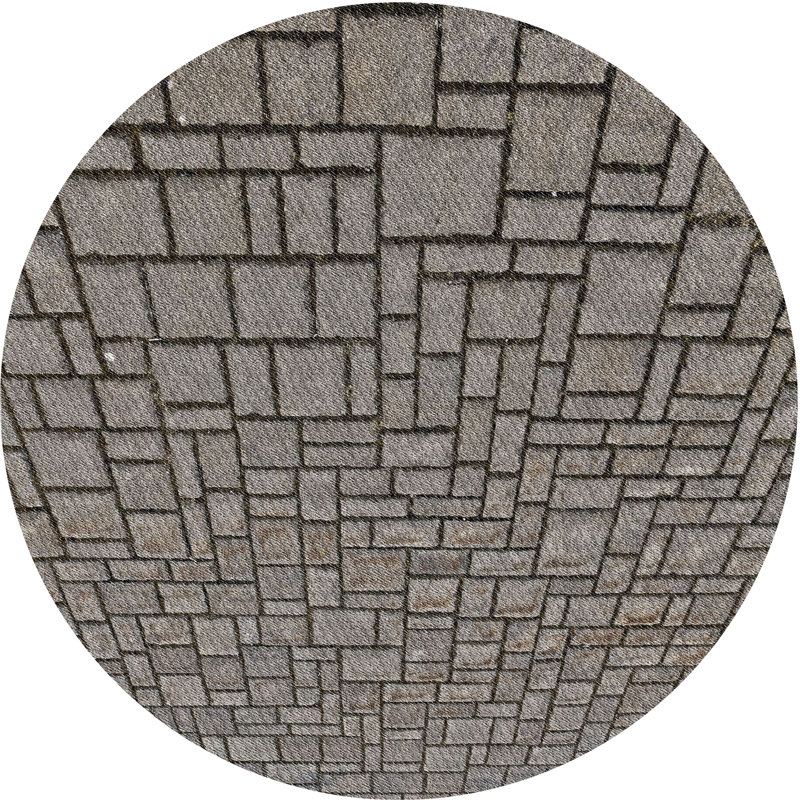 Tapis gris tissé à la machine, Rond 8 pi