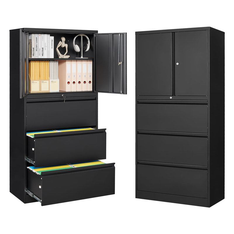 Ablie 32'' Wide 3 - Drawer Filing Storage Cabinet, Black
