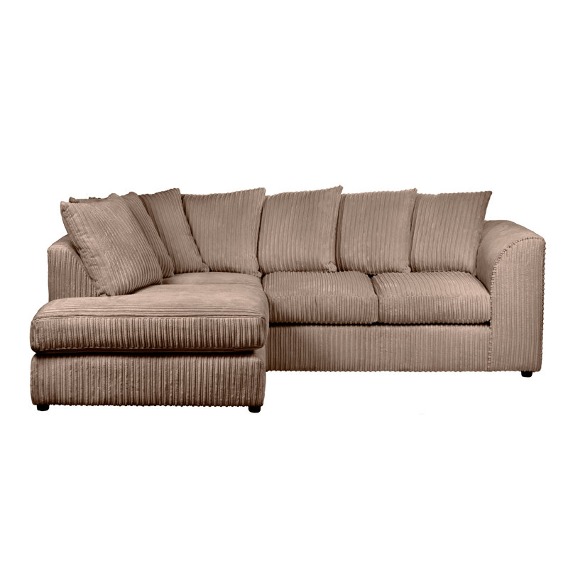 Moana 3 Seater Corduroy Corner Sectional, Coffee, Left Hand Facing