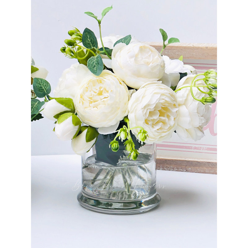 Silk Peony Arrangement in Vase