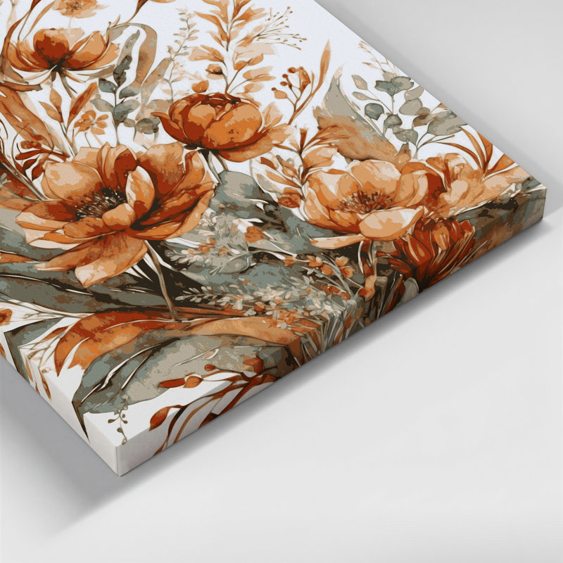 Aquarelle, art floral gris sur toile, H 12 po x l 12 po