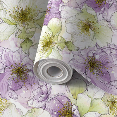 Papier de contact à peler et coller avec motif floral complexe et transparent, pastels doux, auto-adhésif et amovible 24 po x 118 po (60 x 300 cm)