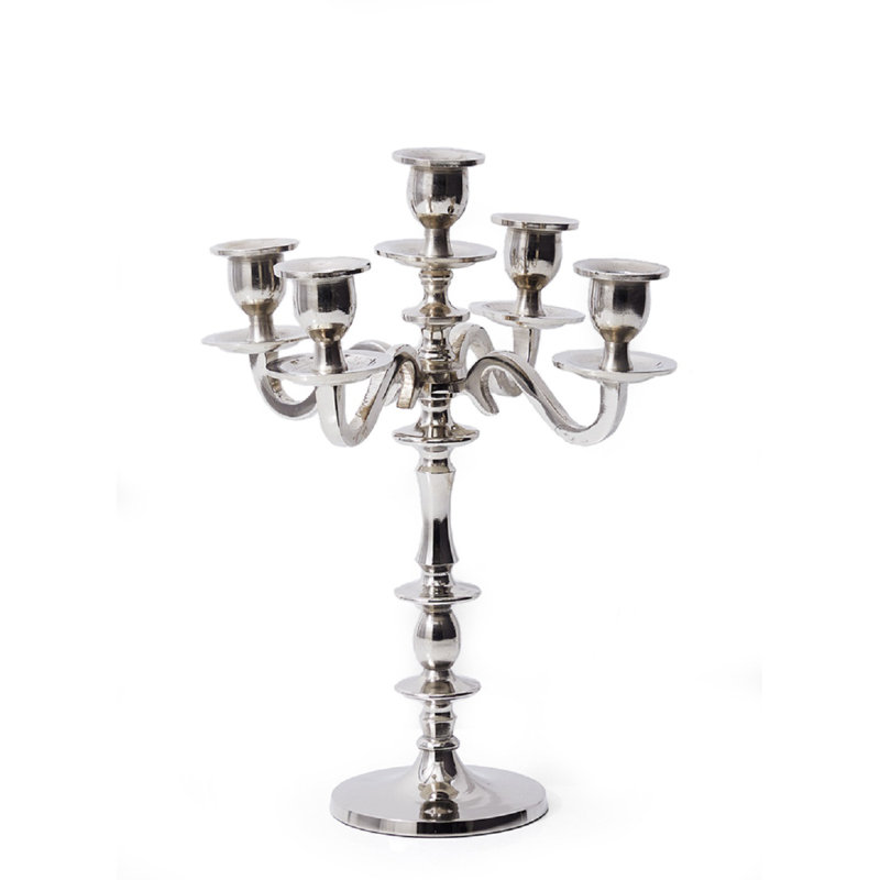 14'' H Aluminum Tabletop Candelabra, Nickel