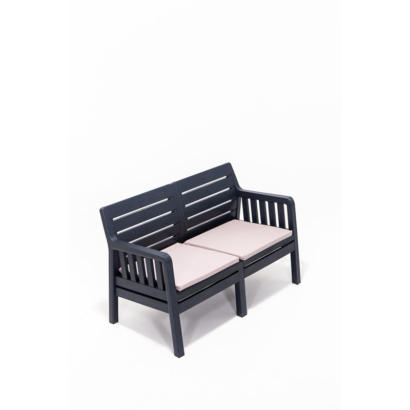 Élégant canapé 2 places Garden, couleur anthracite, 49,6 po x 31,1 po x 25,6 po | 100% polypropylène pour résister aux intempéries | Parfait pour le patio, la terrasse ou la cour arrière, design durable et élégant