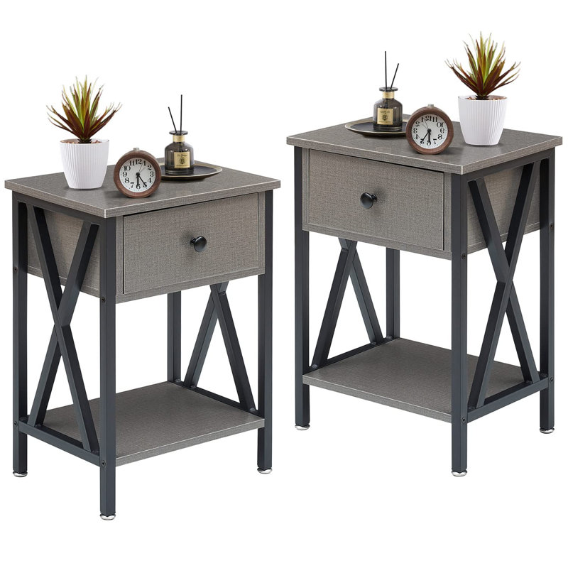 Bretenieres with Storage, 21.69" H x 15.79" W x 11.81" D, Grey
