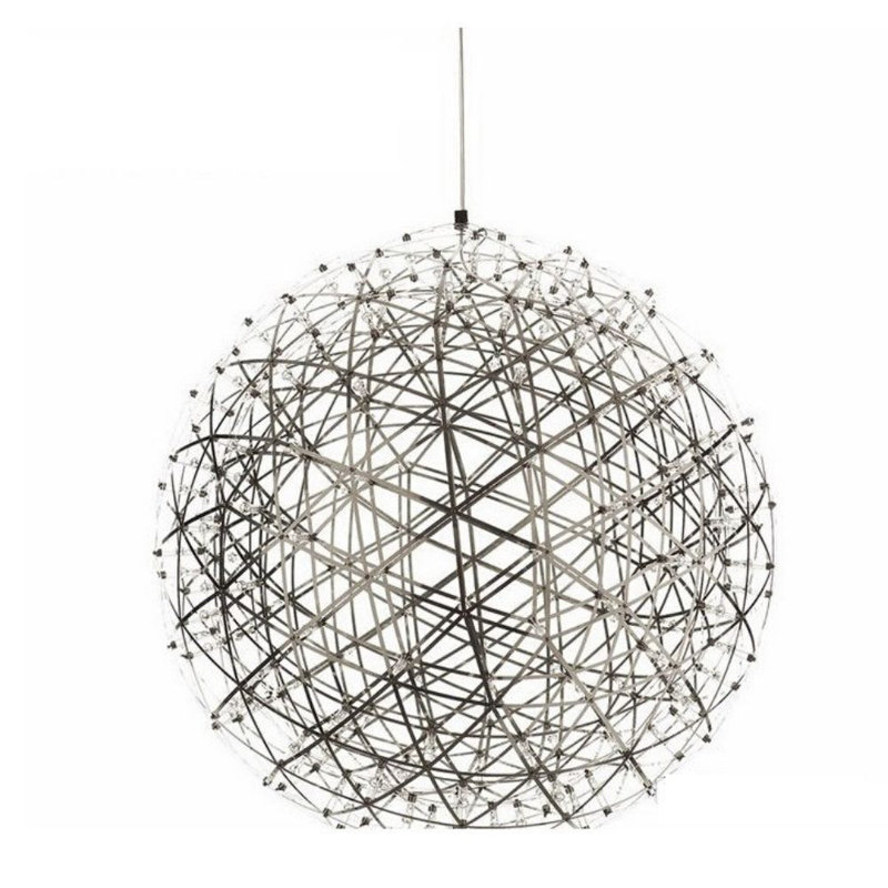 Luminaire suspendu moderne en acier inoxydable à DEL 19,5 po Encina, H 5 po x l 19,5 po x P 19,5 po