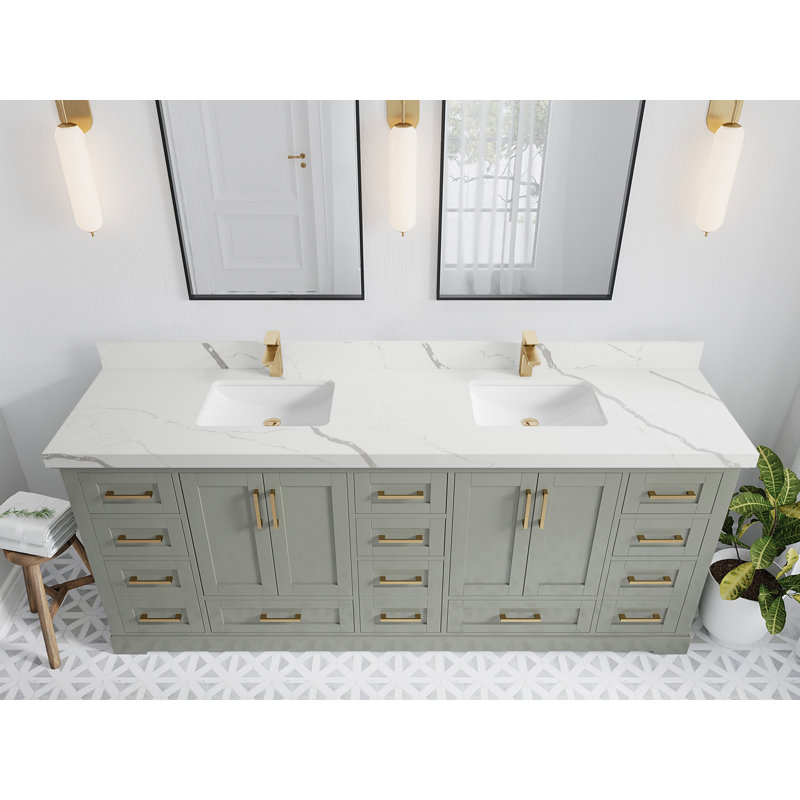 Ensemble de meuble-lavabo double 84 po Esin, Calacatta Laza