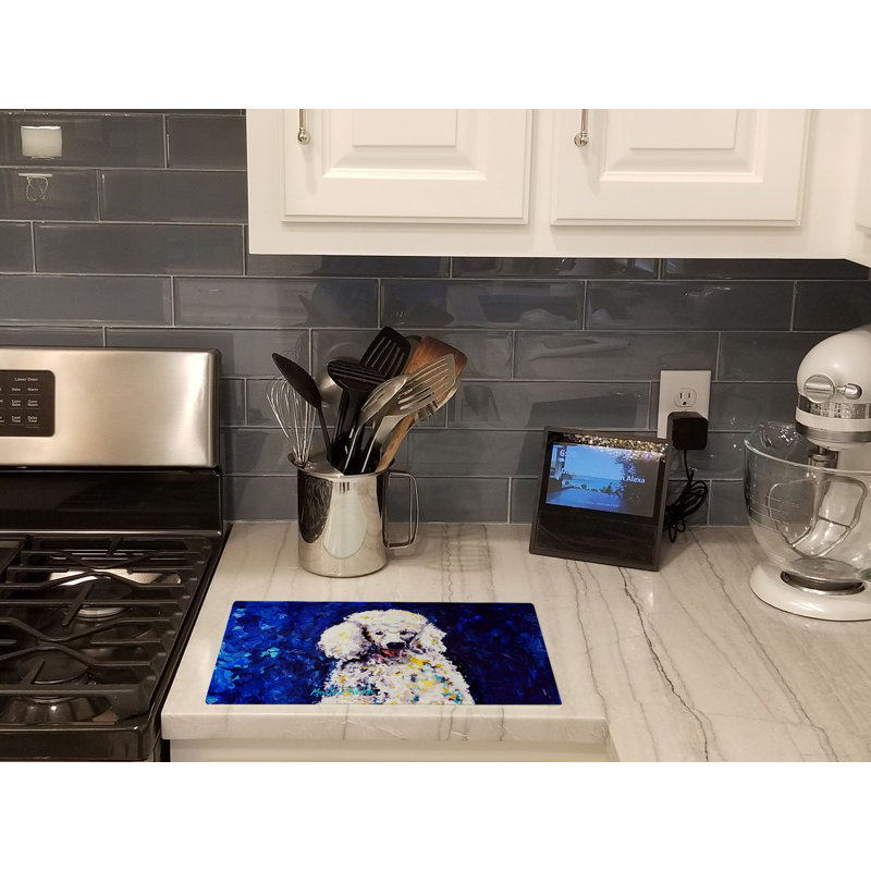 Louie White Poodle Glass Cutting Board